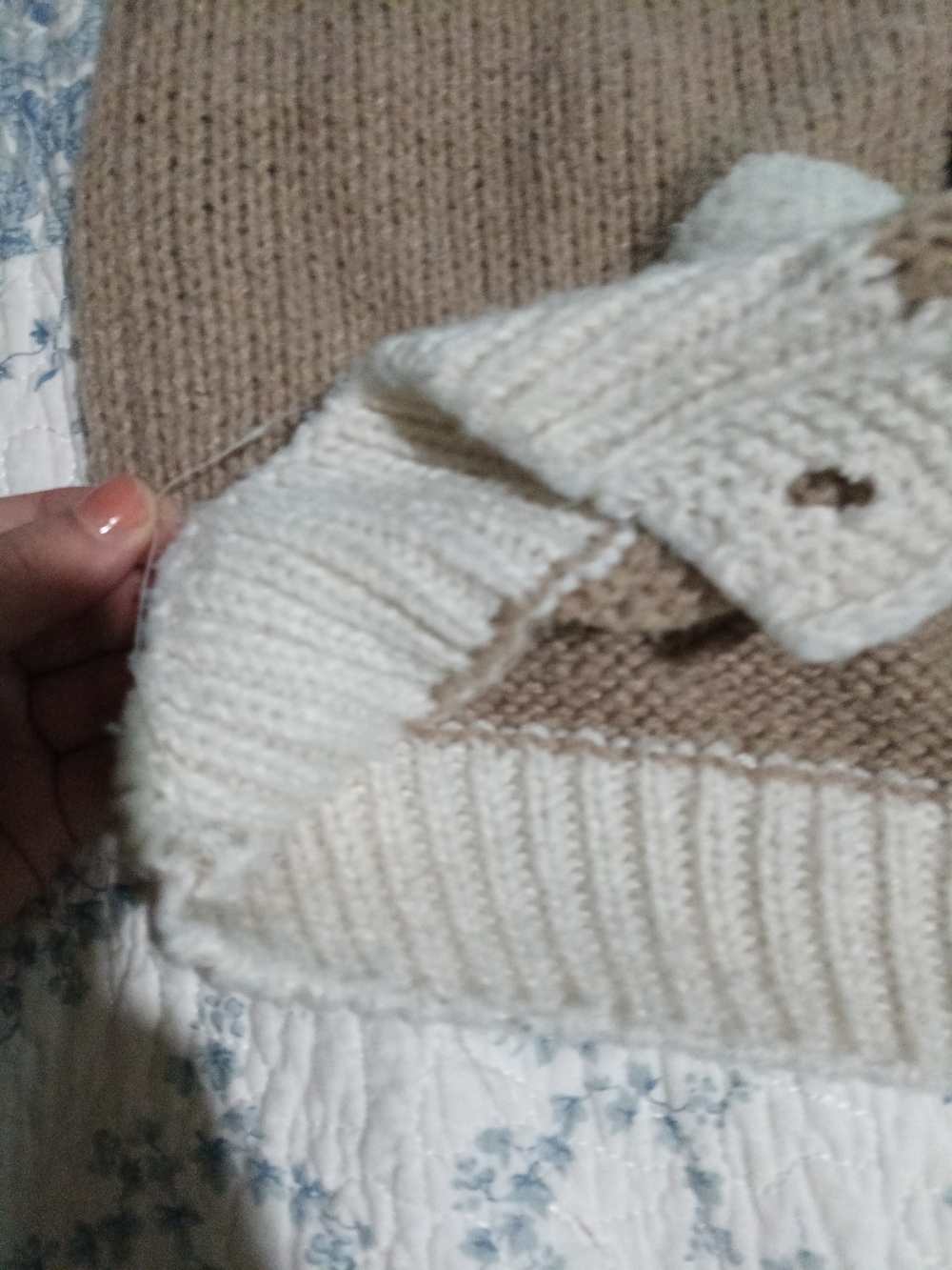 Neutral Sheep-Pattern Button Cardigan Sweater - Picture 6 of 8